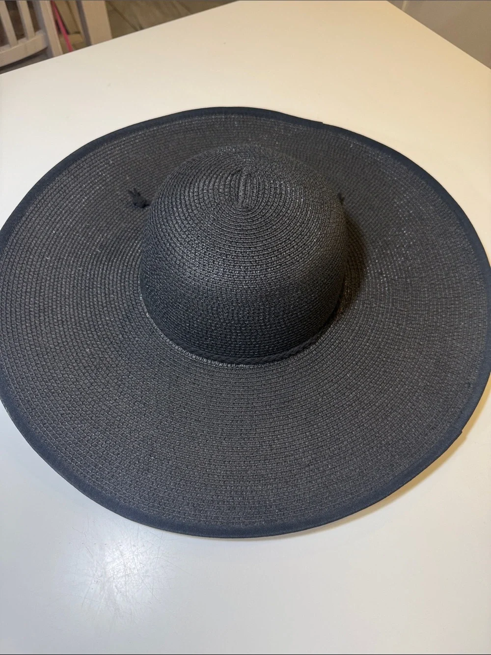 Amazon Black Wide-Brim Straw Sun Hat with Braided Band